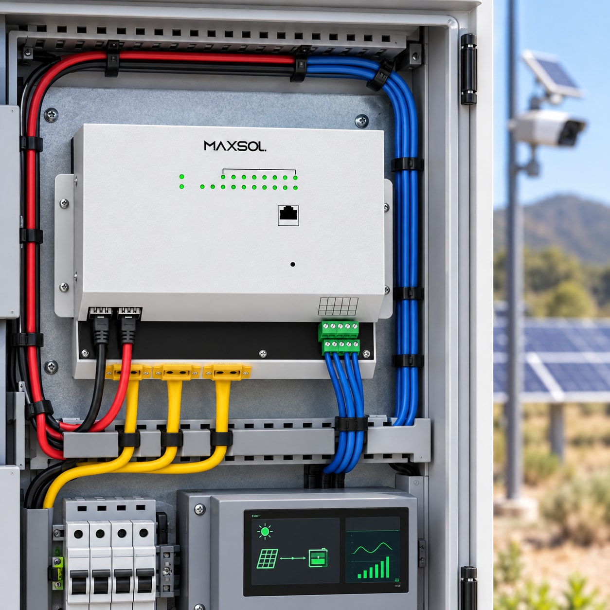 Switch PoE industrial administrable Maxsol con ocho puertos Gigabit PoE y dos puertos SFP