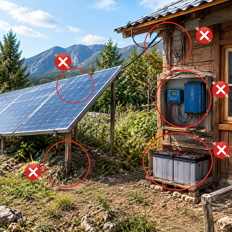 Errores de diseño en sistemas solares aislados
