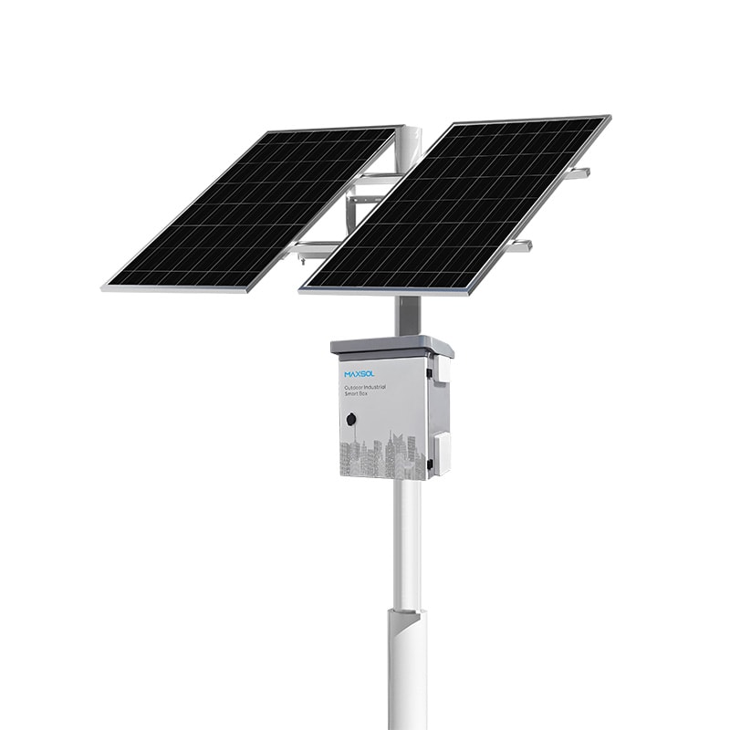 Sistema de energía solar Maxsol CS400150 con dos módulos solares de 200 W y gabinete para batería y controlador