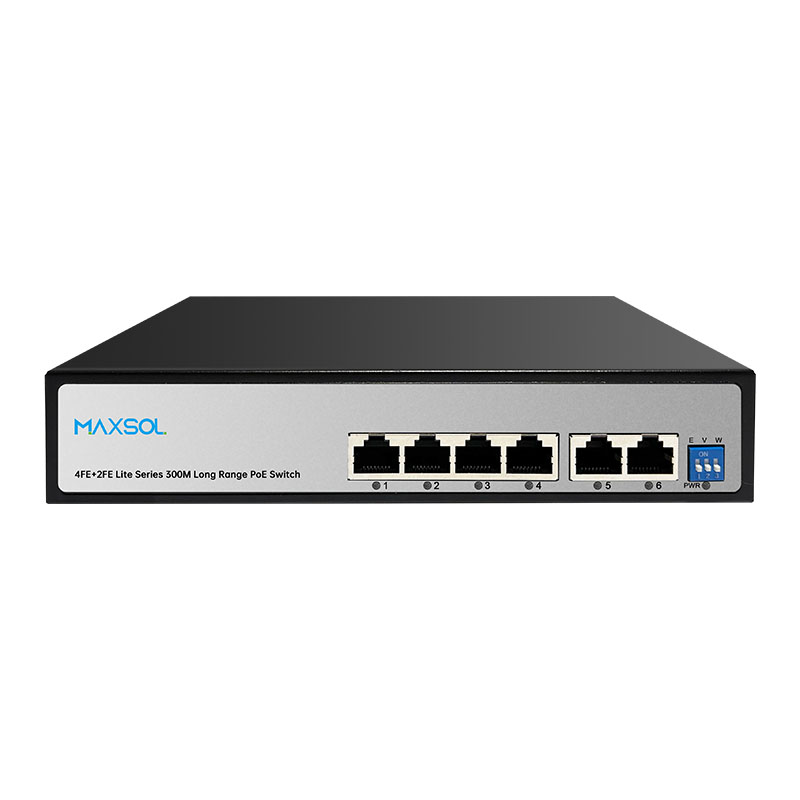 Switch AI PoE de largo alcance con 4 puertos, 60W y 2 enlaces ascendentes