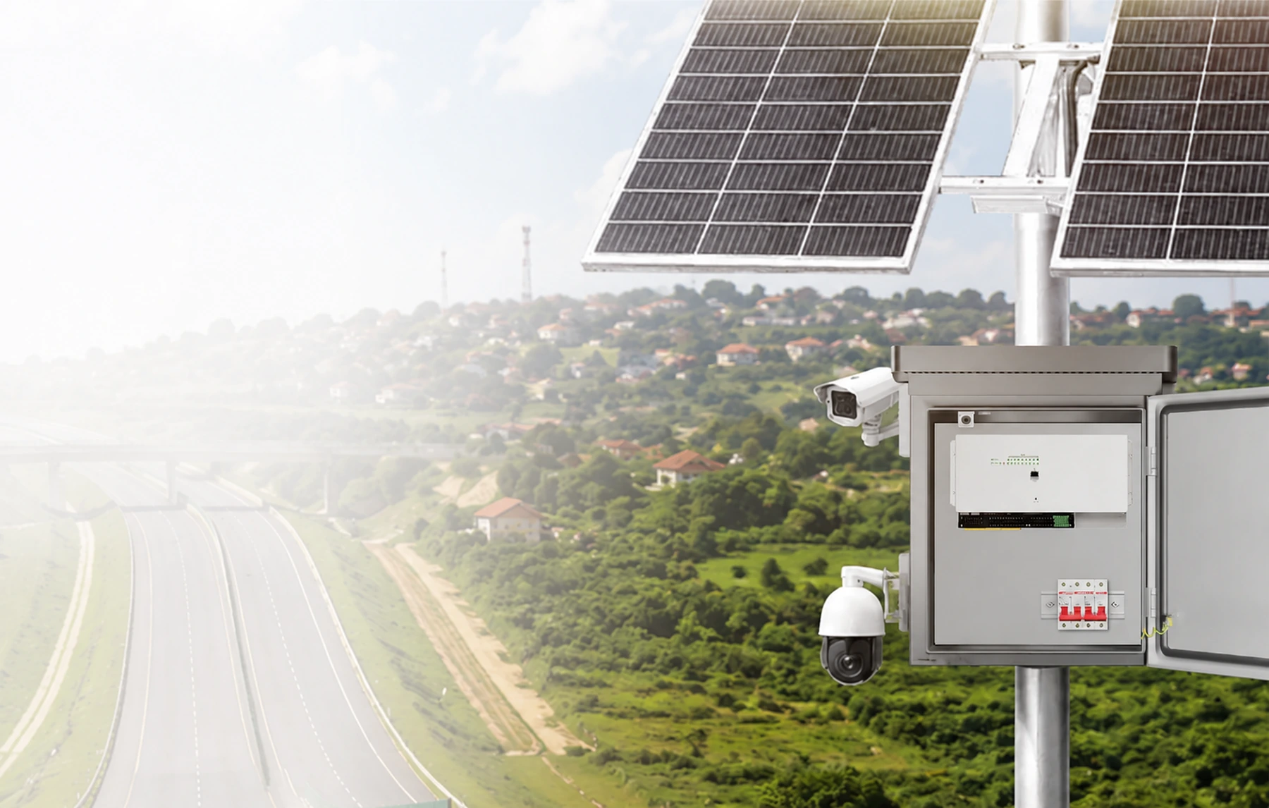 Gabinete solar autónomo con switch PoE industrial